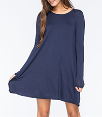 Swing Style Mini Dress – Dusty Blue / Long Sleeves